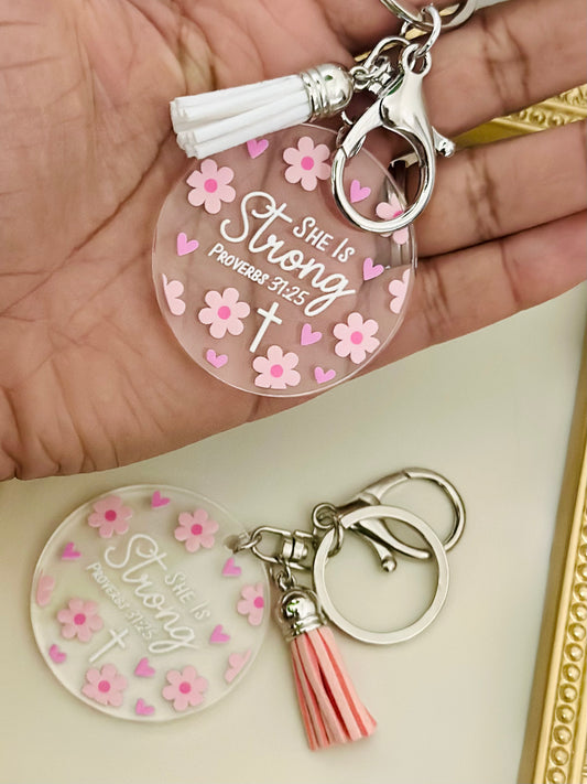 Circle Keychain-She is Strong