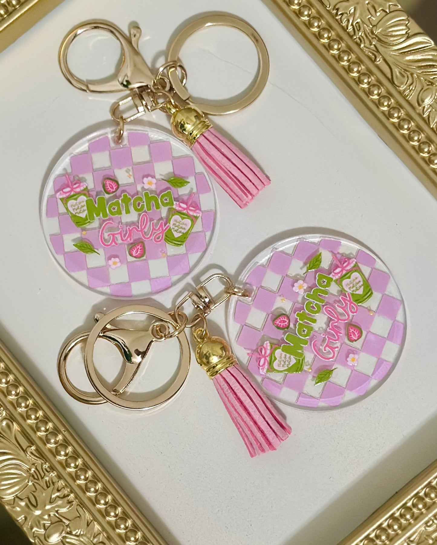 Circle Keychain-Matcha Girly