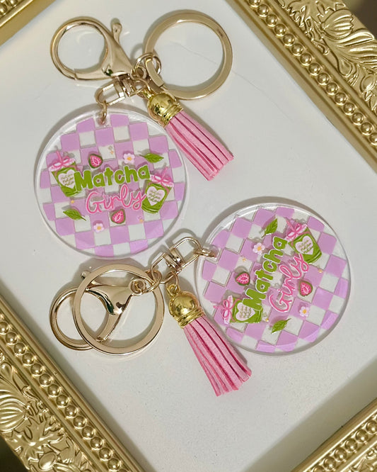 Circle Keychain-Matcha Girly