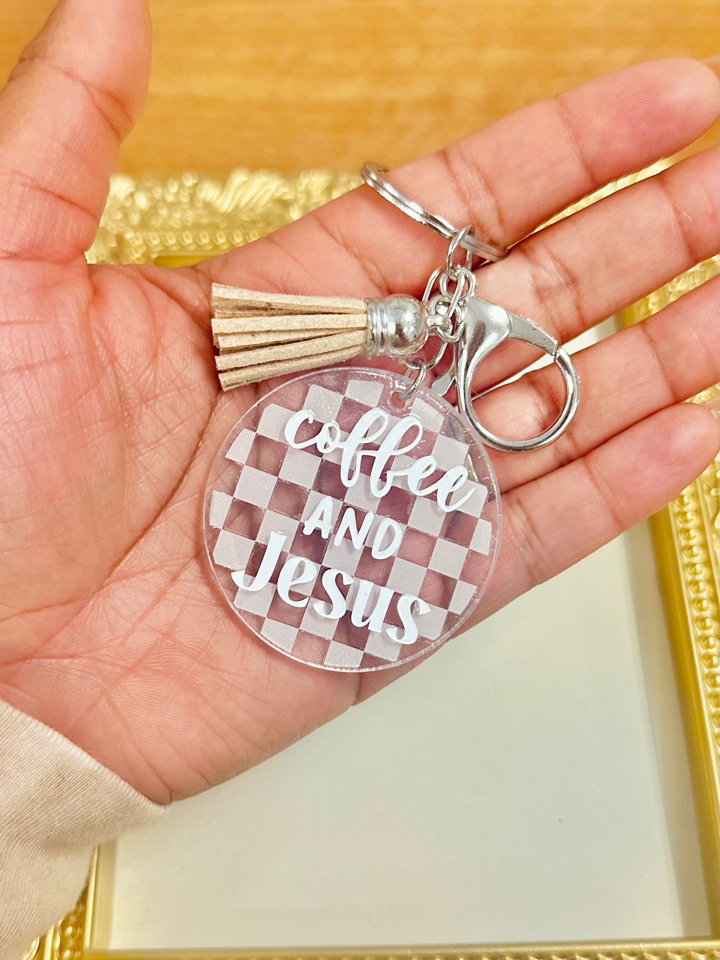 Circle Keychain-Coffee & Jesus